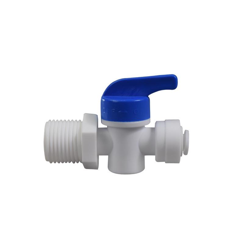 1/2" External Thread Ball Valve with 4-Turns for Water Purifiers, 1/2" to 1/4" Tube, Quick Connect PE Tube Valve.