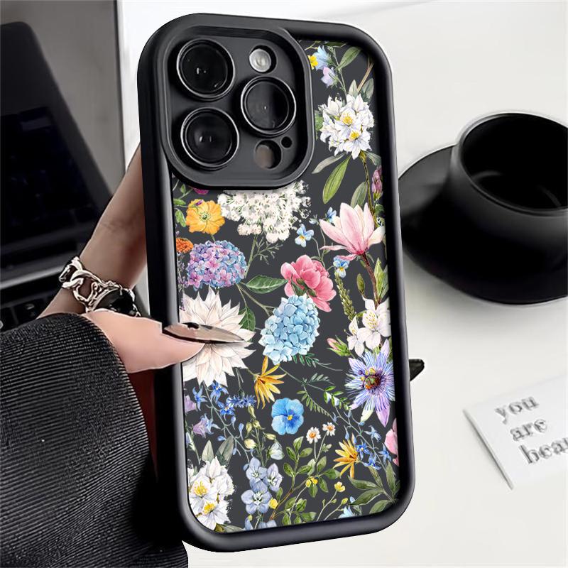 Чехол для телефона с цветными цветами Для iPhone 16pro 14pro 15 Pro Max 11 12 13 16 14 Plus Силиконовый противоударный чехол