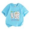 Kids Boys Girls 100% Cotton Crew Neck Short Sleeve T-Shirt, Cute Cartoon White Dog Printed Casual Soft Breathable Tee for Daily Wear Lucky Pattern Sum
