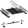 ZPOW Skirt Hangers with Clips, Bottom Hangers, Trouser Hangers, Slacks Hangers, Plastic Clothes Hangers, 360-Degree Rotating Hooks, Interlocking Hooks