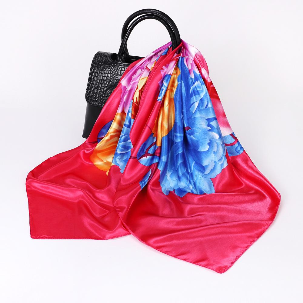 Шелковый шарф с тюрбаном и принтом. Шелковый квадратный шарф. Большой квадратный шарф 90 см. Женский солнцезащитный шарф-шаль.