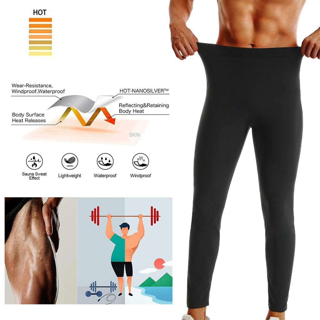 Мужские леггинсы для тренировок Спортивные штаны для сауны Компрессионные колготки для фитнеса Тренажерный зал Брюки для похудения Уловитель тепла Сауна Костюм для похудения Body Shaper Спортивные брюки