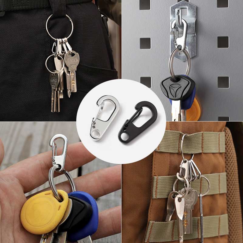 10 шт. D-образный карабин с D-образным кольцом, пружинные зажимы для брелока, мини-пряжка из алюминиевого сплава для выживания, EDC, походного снаряжения, брелок для ключей