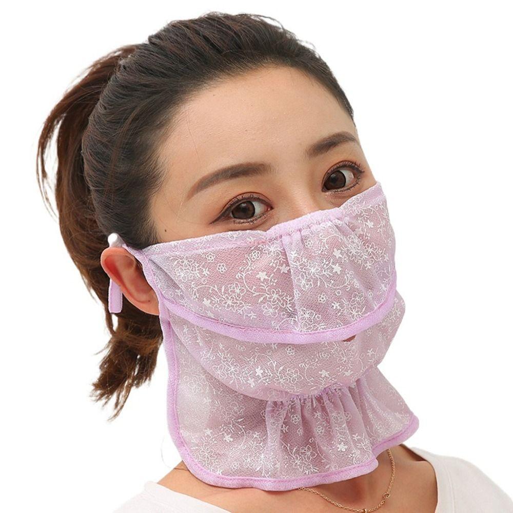 Solid Color For Women Sunscreen Outdoor Sports Ice Silk Mask Face Cover Face Scarves Neck Scarf
