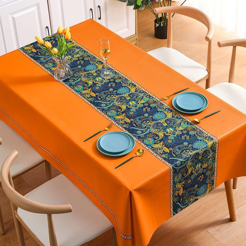 Ethnic Style Tablecloth Waterproof Oil-proof Anti-scalding Disposable High-end Tablecloth Ins Style Coffee Table Cloth Conference Tablecloth Table Mat