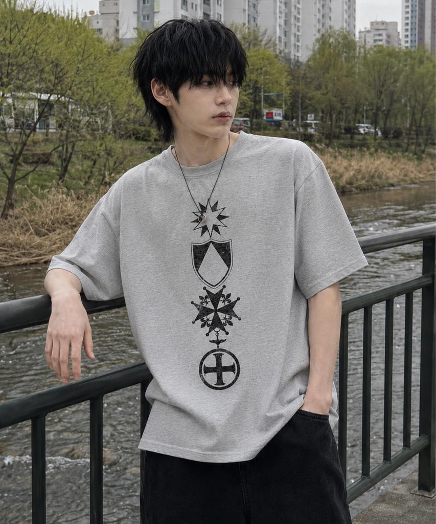 SAINTPAIN Sp Heavyweight Symbolism Short Sleeve T-Shirt Melange Grey
