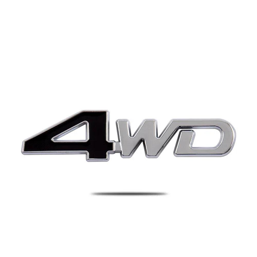 AAWG1 3D Metal Letters 4WD Logo Emblem Car Rear Trunk Sticker Fender Side Decal 4WD Badge Accessories
