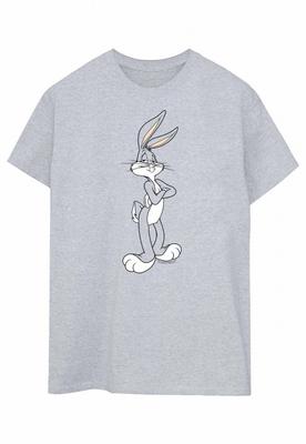 Женская/женская хлопковая футболка бойфренда Bugs Bunny со скрещенными руками