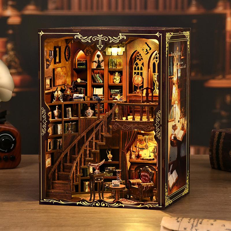 Набор для создания книжной полки своими руками - 3D деревянная головоломка, модель домика, игрушка, креативный подарок на Рождество и Черную пятницу, миниатюрный декор для рабочего стола