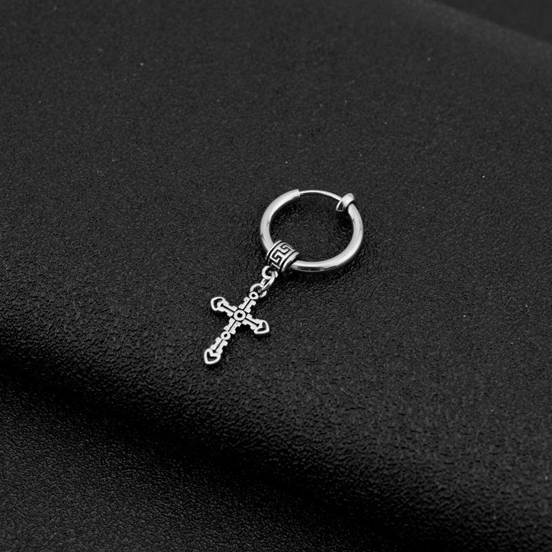 Gothic Black Pendants Cross Earrings for Teens Single Earing Crosses Medical Surgical Steel Piercing One Ear Ring Cool Stuff