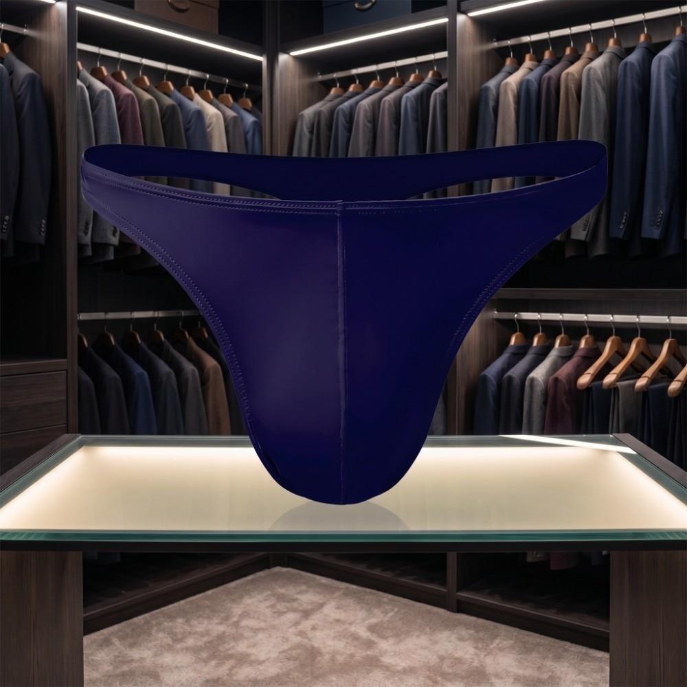 Comfortable Low Waist Men Ice Silk Thongs Underpants Solid Color Men's Panties Underwear T-back Male Briefs Men