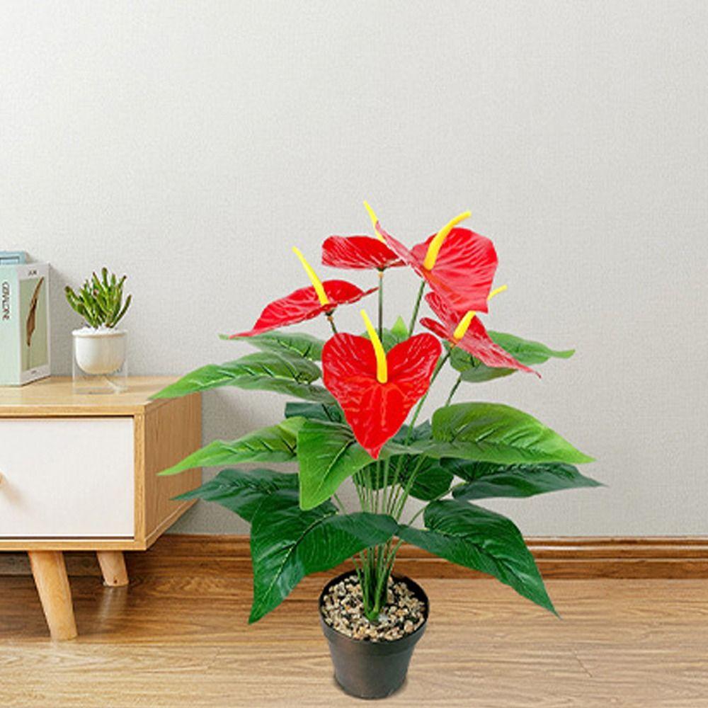 35/50CM Artificial Red Palm Plant Lifelike Fake Plants  Living Room Bedroom Decor