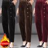 Women's Casual Winter Thin & Thick Fleece Harem Pants Office Lady Solid Elegant Trousers Slim Women's Pants Retro Vintage Casual Pants