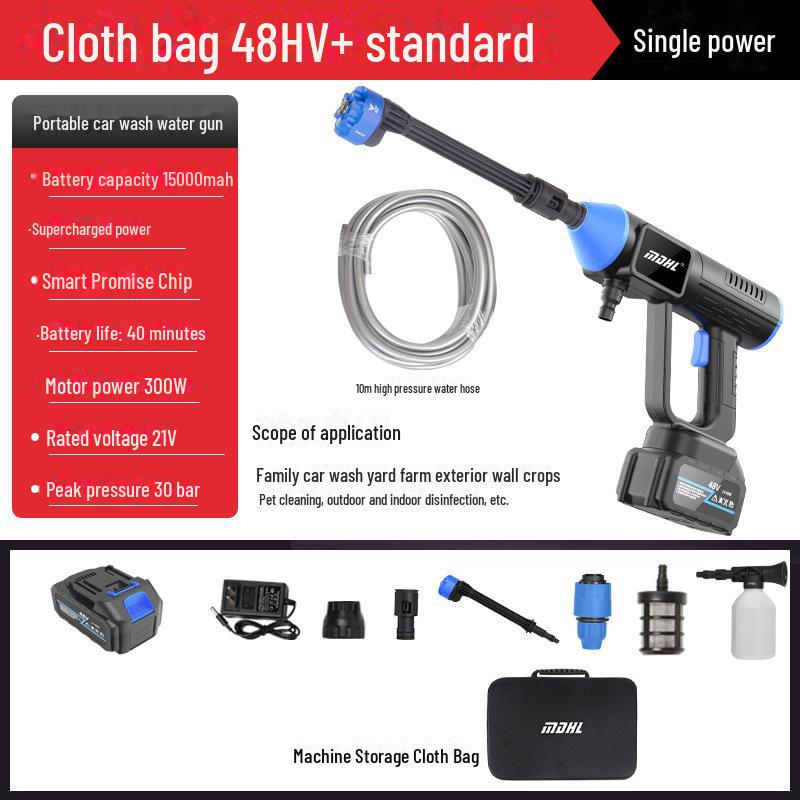 Rechargeable High-Pressure Wireless Car Wash Spray Gun with Lithium Battery