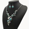 3pcs Earrings Plus Necklace Boho Style Jewelry Set Inlaid Turquoise Dainty Party Accessories Perfect Birthday Gift For Women