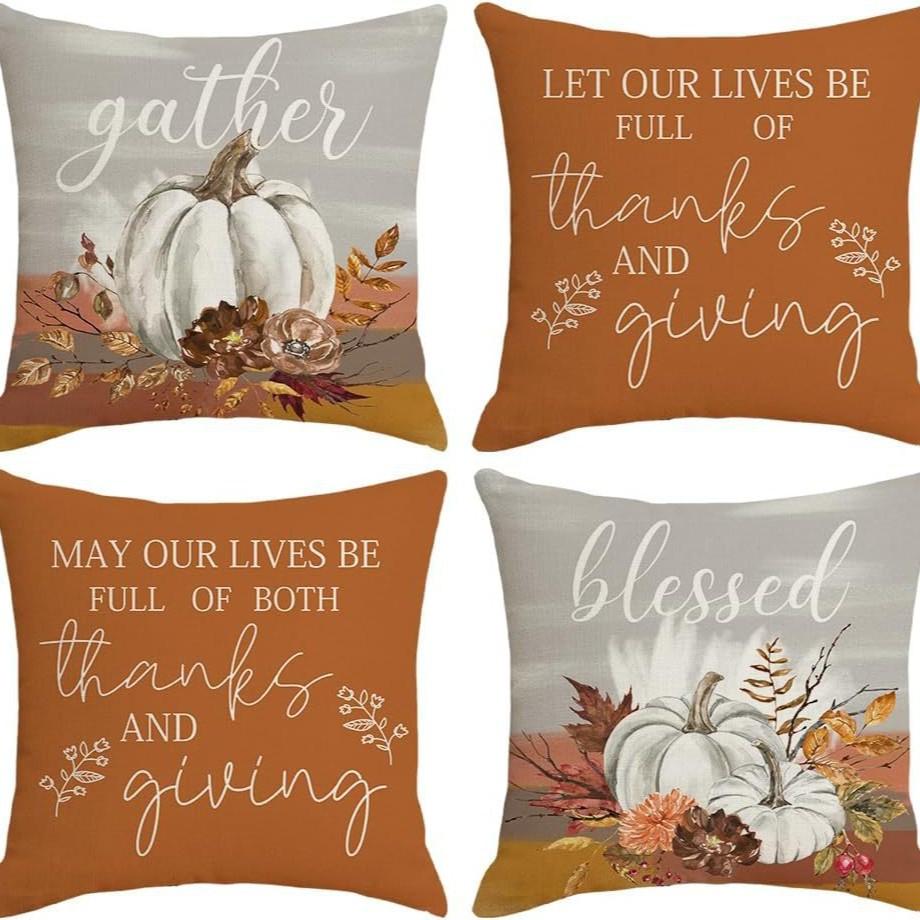 Autumn Thanksgiving Pumpkin Maple Car Line Printed Pillow Clothes Quilt Cover Room Decoration Sofa Cushion