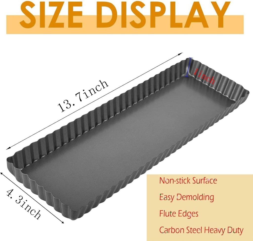 2 Pack 14 Inch Rectangular Cake Pan with Removable Loose Bottom Non-Stick Carbon Steel Bakeware Mold for Cheesecake Bread Cookies of the Family Dinne