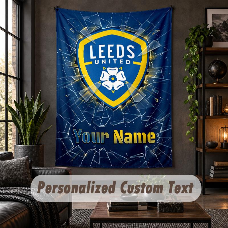 Personalized Wall Tapestry,Leeds United Custom Text, Soft Fabric Wall Art For Indoor Decoration