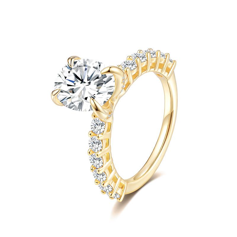 18K Gold Plated Oval Moissanite Engagement Ring S925 Silver Micro Inlay Pave Side Stone Women Luxury Wedding Promise Ring