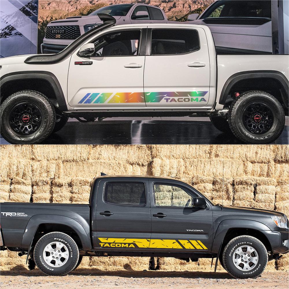 Дверь автомобиля, боковая юбка, полосатые наклейки для Toyota Tacoma Pickup, графический виниловый декор, наклейки на заказ, автомобильный экстерьер