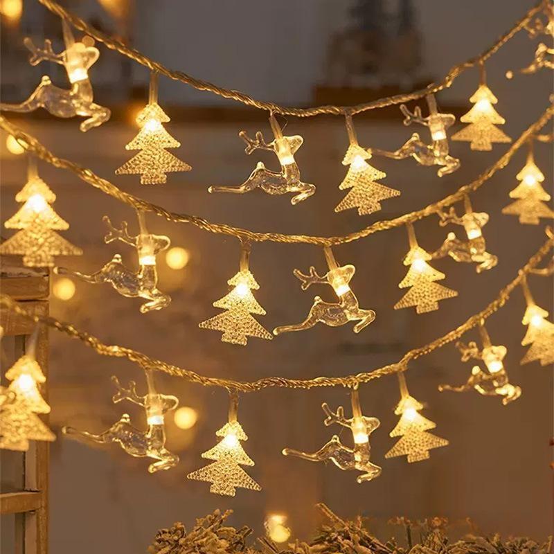 Новые светодиодные олени, елка, снежинка, звезда, световая гирлянда, праздничное украшение, внутреннее рождественское украшение, красочные огни