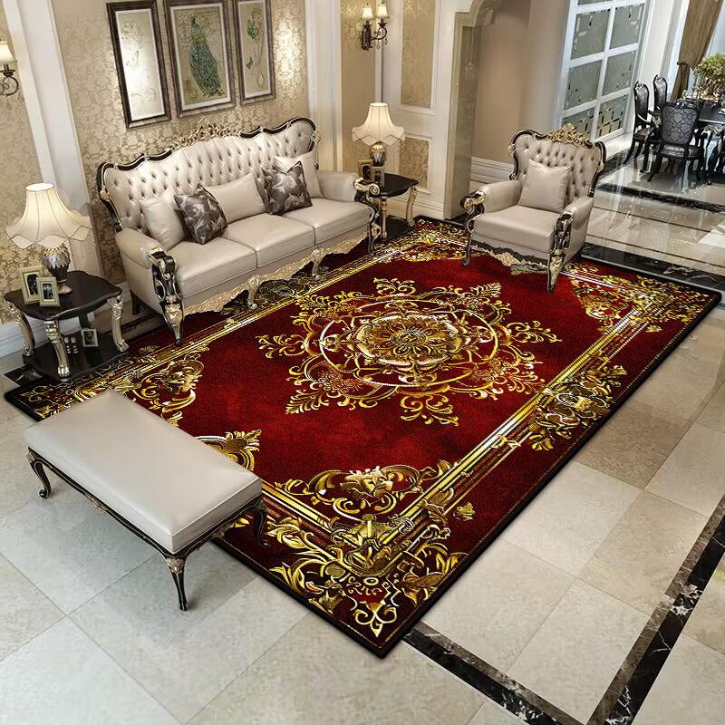 Ретро Красная ковровая дорожка Нескользящий Парадный Гардероб Домашнее украшение Роскошный Европейский стиль Большой ковер Моющийся Гостиная Легкий Роскошный коврик