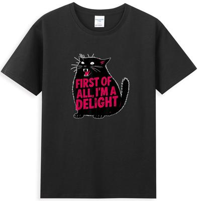 Illfirst Of All Im A Delight Funny Roaring Black Cat Graphic TShirt