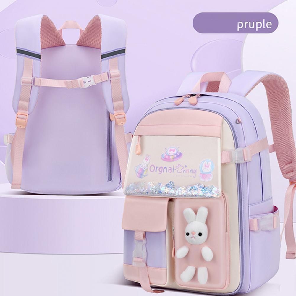 Полезный рюкзак для студентов с изображением кролика из мультфильма, для хранения книг, устойчивый к разрывам, портативный, гладкий, на молнии, школьный рюкзак