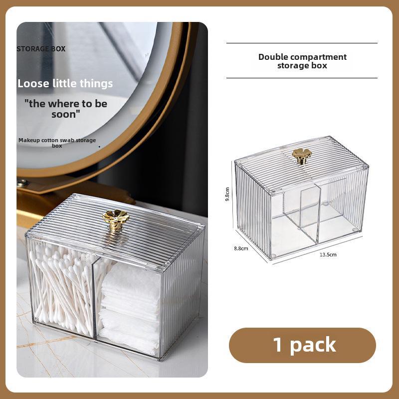 Clover Multi-Use Desktop Storage Box for Cotton Swabs, Cosmetics, Jewelry, and Small Household Items