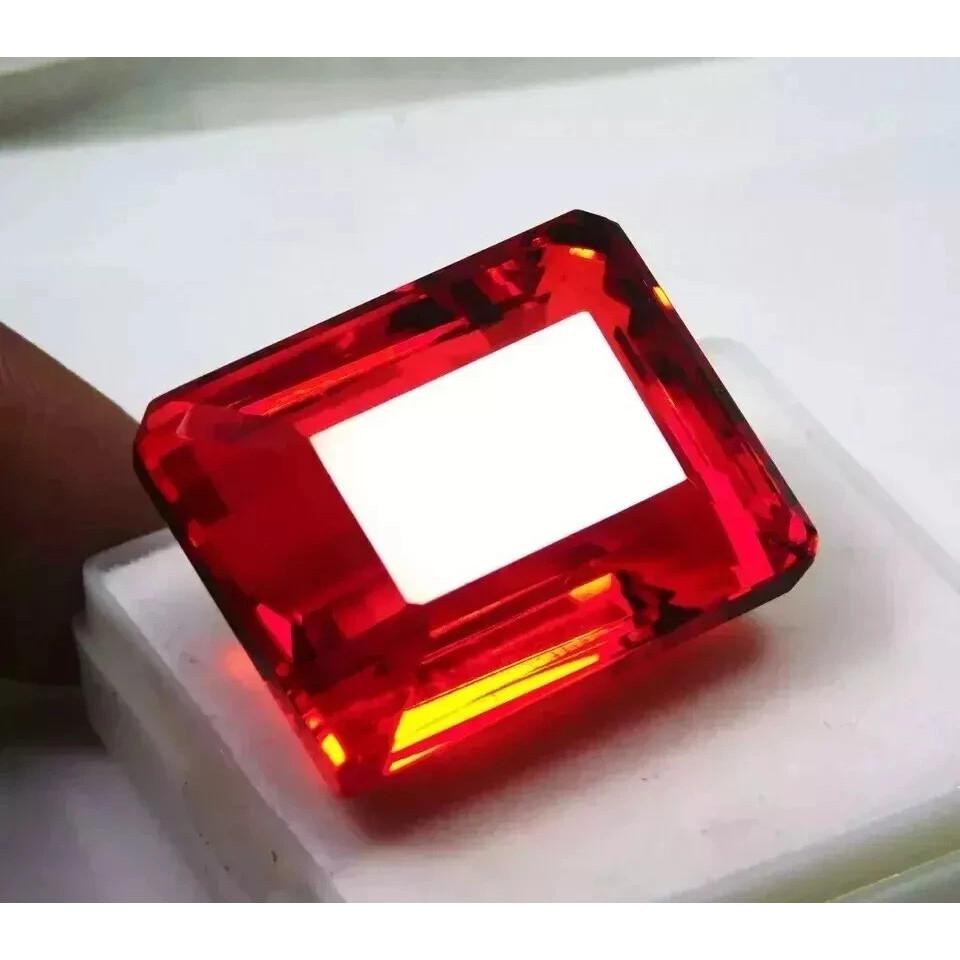 Red Orange Mexican Fire Opal A+ Natural Emerald Cut 123-125 Ct Gemstone