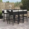 VidaXL 7-piece Garden Bar Set with Black Poly Rattan Cushions, Bar Table Set, Bar Table and Chair, 3200651