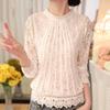 Элегантная модная кружевная блузка, женская новая полая вязанная крючком рубашка больших размеров, свободная белая рубашка, женские топы, рубашки с длинными рукавами, женская одежда