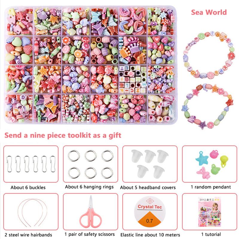 1 Set Creative Loose Spacer Beads Making Bracelet Necklace 10/24 Grid Girl Jewelry Kit Toy Diy Handmade Beaded Children'S Toys