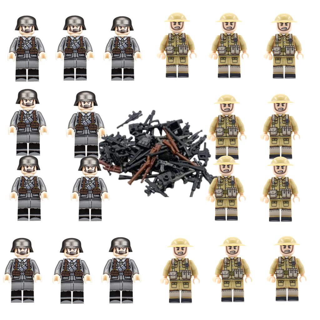 Building Blocks PLA Military Minifigures, Soldier Action Figure Toy Set with Movable Joints, Collectible Display Model for Kids Boys Gift