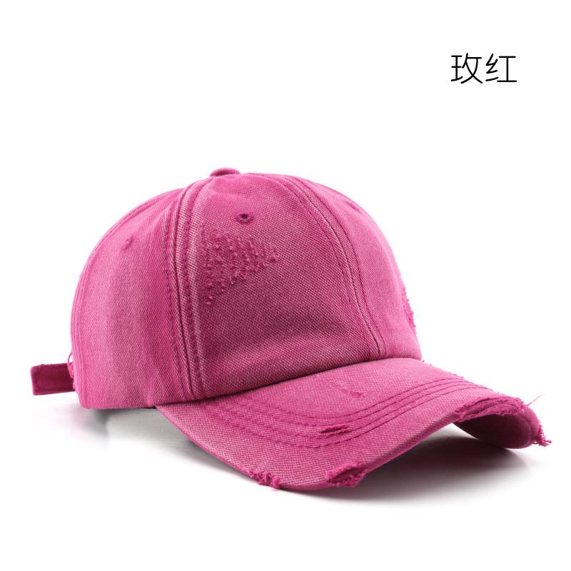 Hat Women's Spring and Summer Washed Ripped Denim Solid Color Light Board Cap Outdoor Men's Travel Sunscreen Shade Baseball Cap