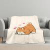Cute cartoon terrier pattern Flannel printed blanket suitable for all seasons suitable for living room office sofa and travel