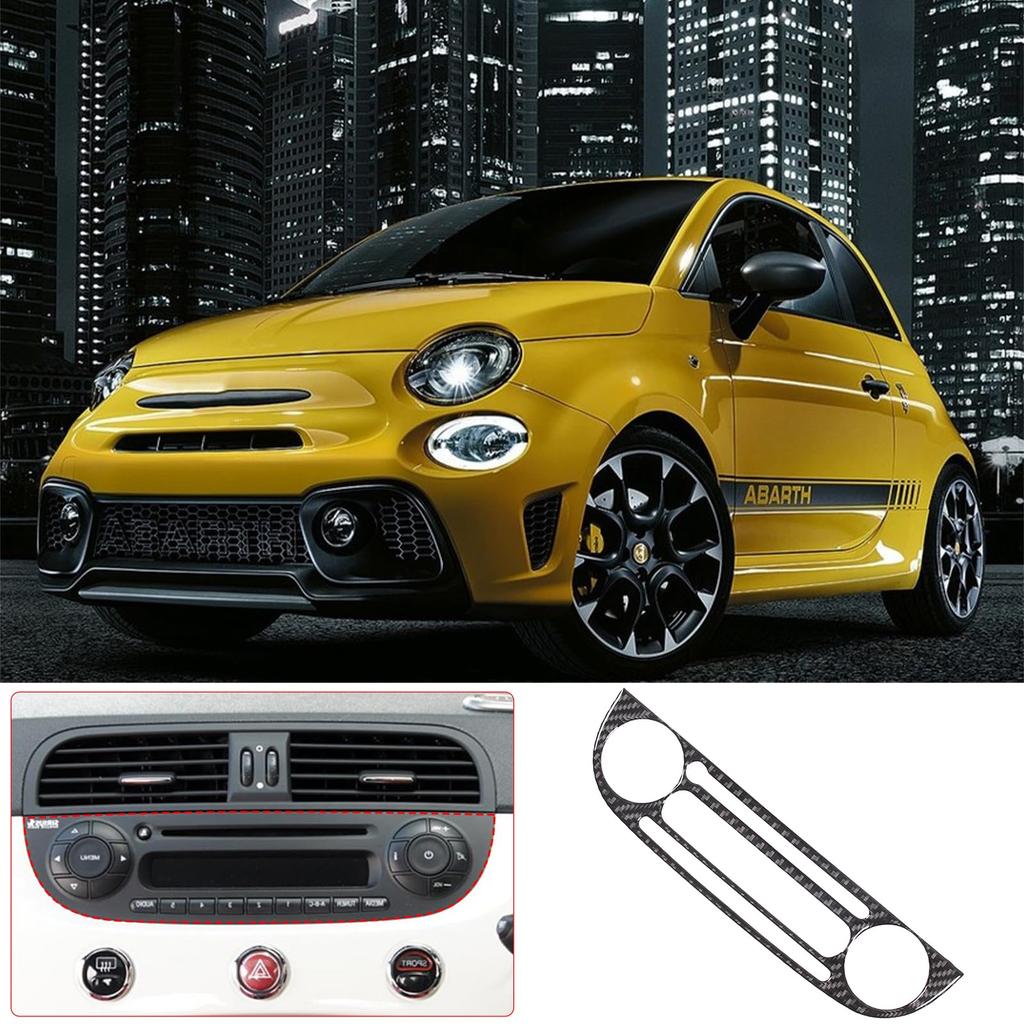 Hcilloend Carbon Fiber Center Control Panel Cover for the New Fiat 500 Customizable Interior Accessory Fiber (2011-2019) - (Carbon Look)
