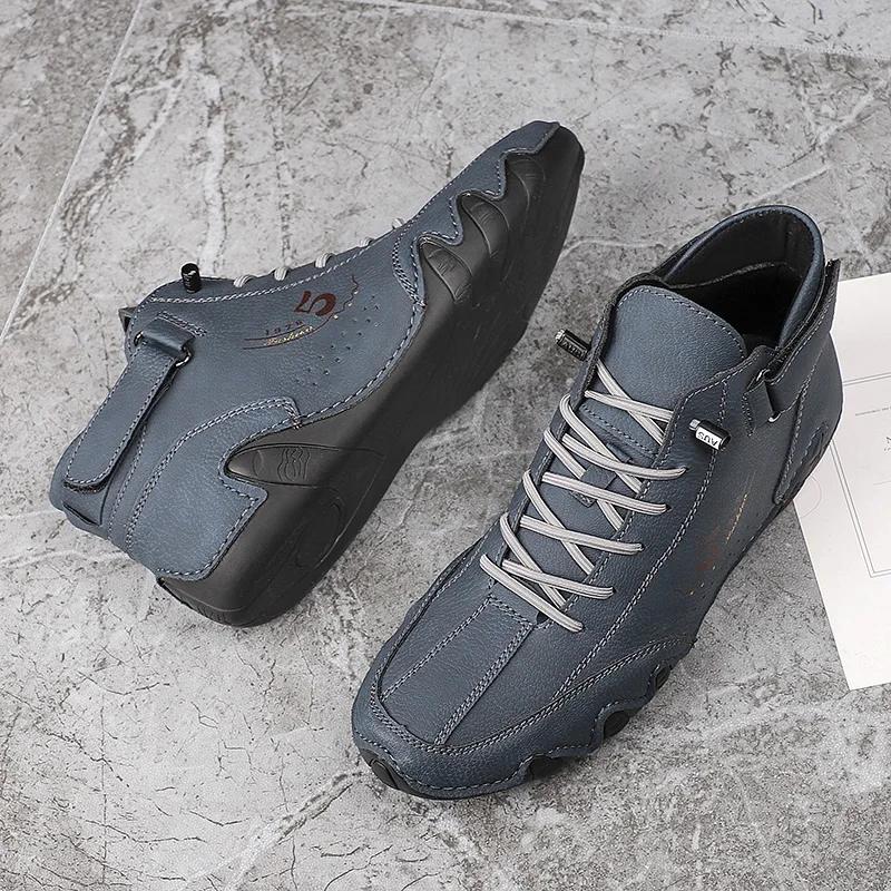 Fashion Men Genuine Leather Shoes Sneakers Mens Boots Fashion Casual Ankle Boots Man Male Platform Shoes for Men Designer Luxury Shoes