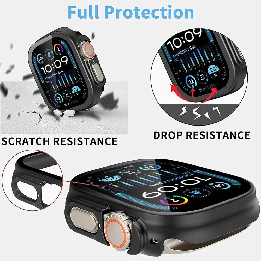Закаленное стекло HD+Чехол для Apple Watch Ultra 3/2/1 49 мм PC Бампер+Защитная пленка для экрана iWatch Series Ultra 3 49 мм Аксессуары