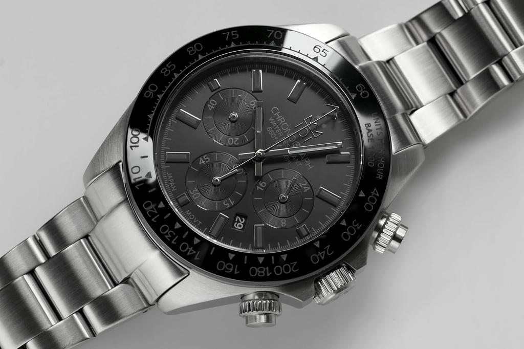 NEW Model Hyakuichi Chronograph Watch Watch 20 ATM Water Resistant Date Quartz Ceramic Bezel Silver Bracelet X Full Black Face SBB [HYAKUICHI 101]