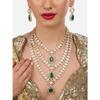 Зеленые Сверкающие Камни Австрийские Бриллианты Инкрустированный Многослойный Набор Ожерелье и Серьги для Женщин
