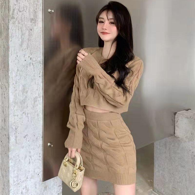 Пуловер из двух предметов, осенне-зимний комплект вязаного свитера, короткий свитер Pure Desire, сексуальный пикантный женский свитер с запахом на руку для девочек