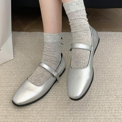 Мода 2024 Весна Новые Женские Балетки Мода Шелк Квадратный Носок Неглубокие Женские Балетки Мягкие Повседневные Балетки Мэри Джейн