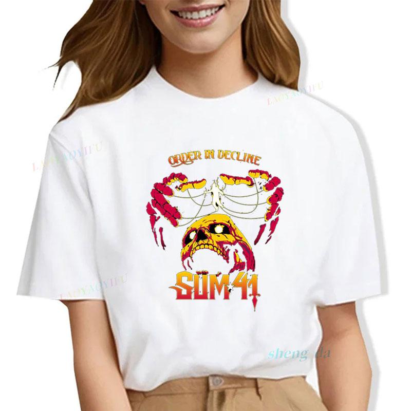 Rock Band Playera Sum 41 Unisexs T Shirts SUM41 Popular Punk Graphic Short Sleeve O Neck TShirt Casual Loose Clothes
