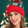 1Pc Snowflake Woolen Hat Christmas Knitted Holiday Warm Hairball