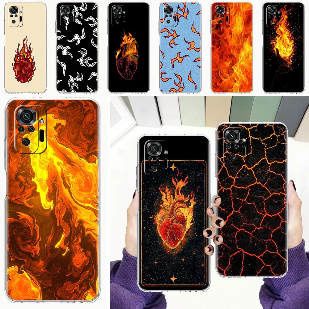 Чехол для телефона для Xiaomi Redmi Note 15 14 5G 13 12 10 11 Pro Plus 4G 14C 13C 12C Мягкий ТПУ Чехол Узор Пламени