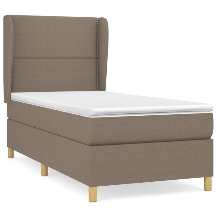Maison Exclusive - Sommier à lattes de lit avec matelas Taupe 90x200 cm Tissu