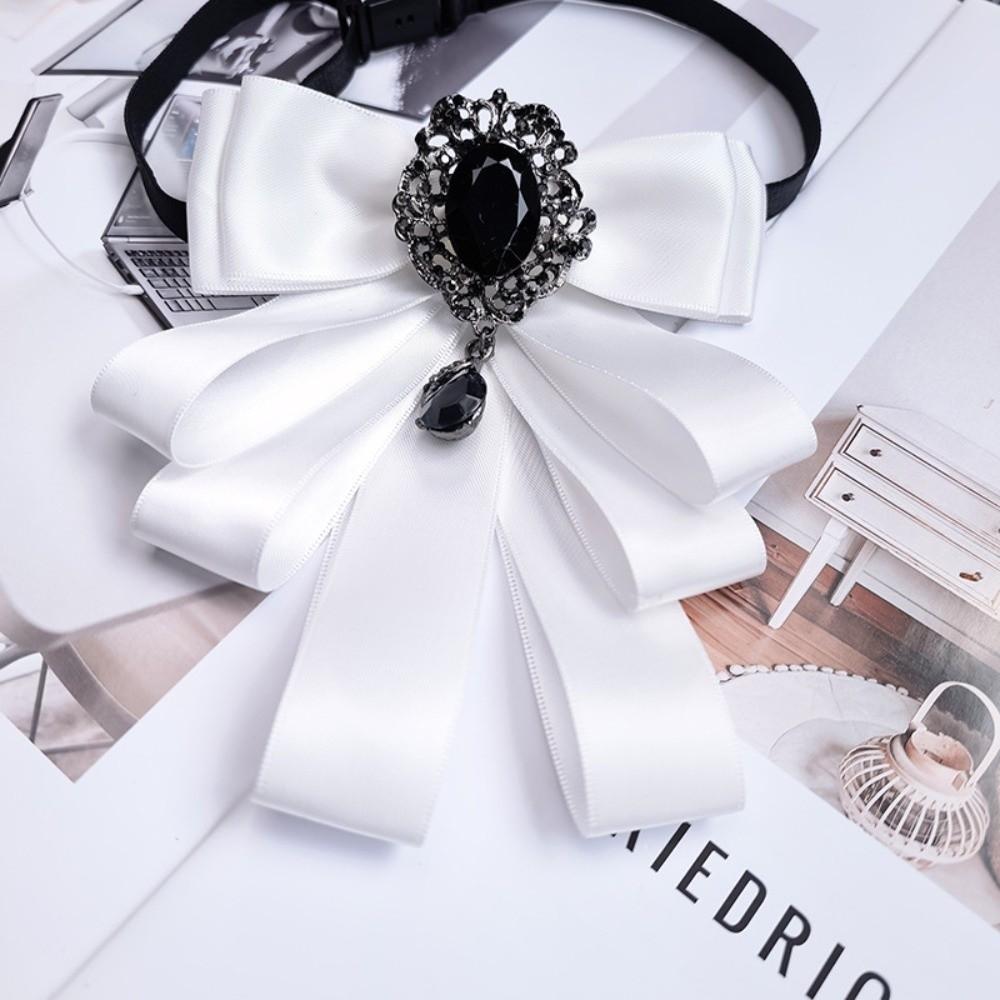Fabric Bowtie Crystal Neck Decoration Brooch Accessories Collar Flower Women Accessories