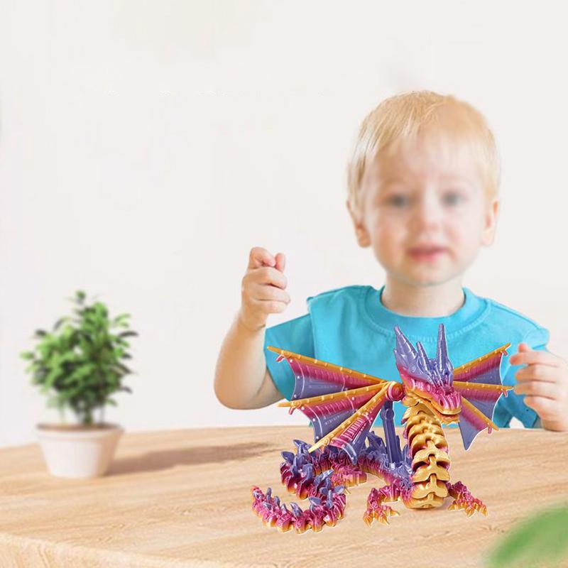 3D-печатный китайский дракон, вращающиеся драконы, детские подарки, реалистичная статуя дракона, ландшафтное украшение, печатные фигурки животных