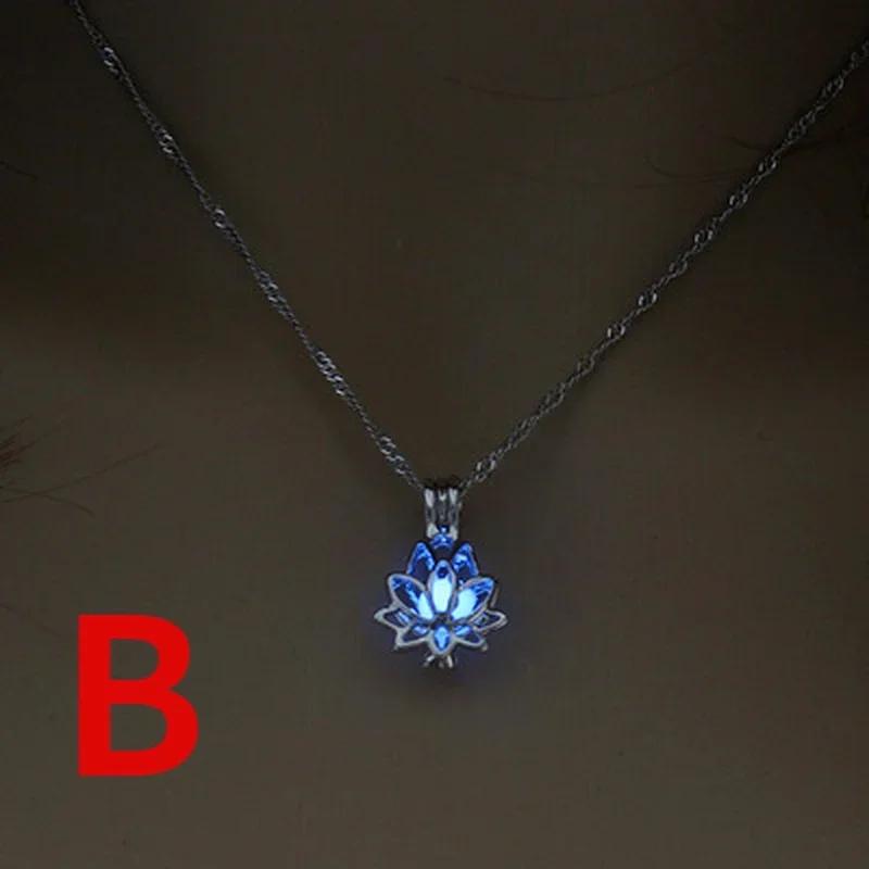 Tri-color Retro Luminous Moonstone Pendant Necklace Female Jewelry Long Chain Lotus Buddha Gift Accessories for Women